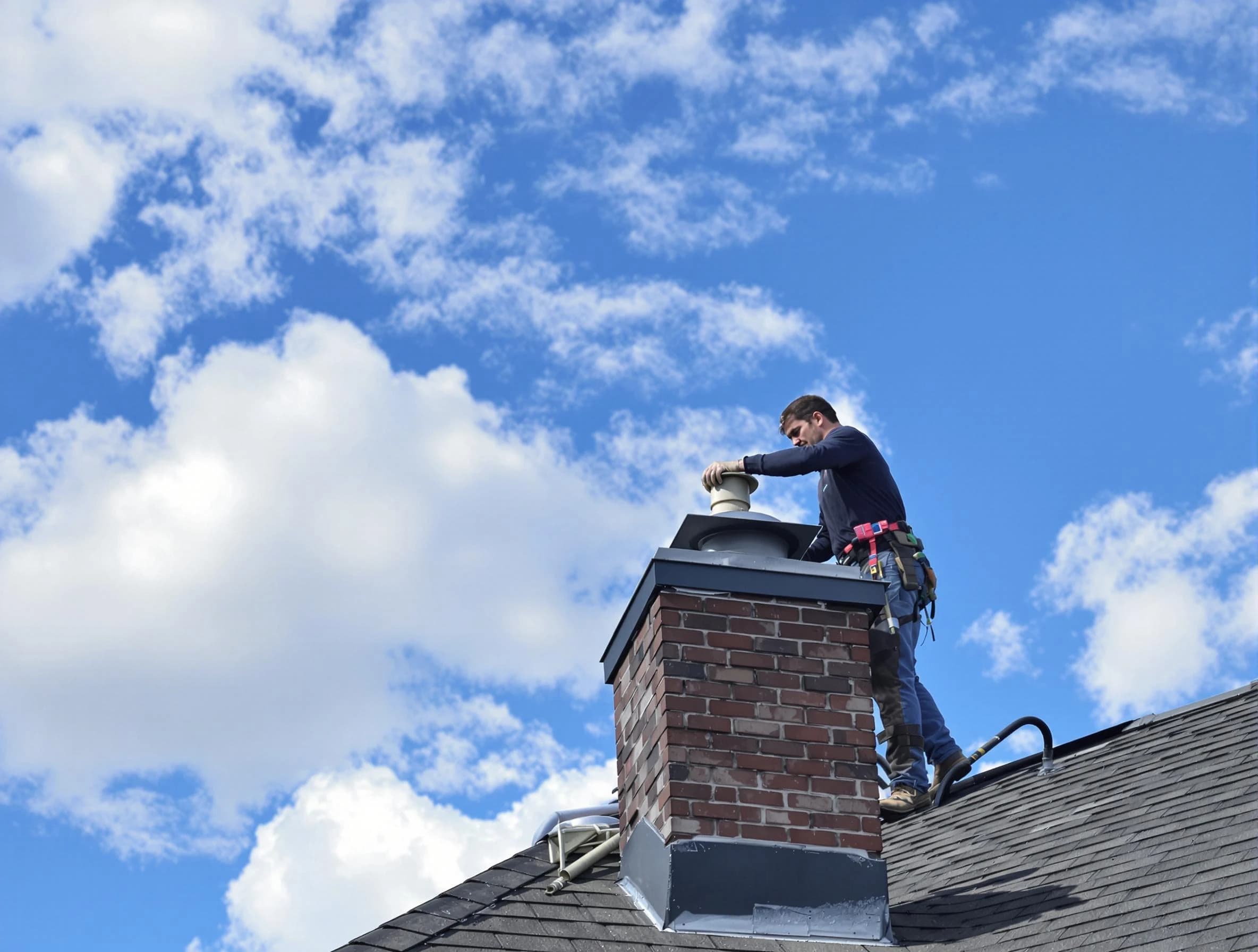 Centennial Chimney Sweep installing a sturdy chimney cap in Centennial, CO
