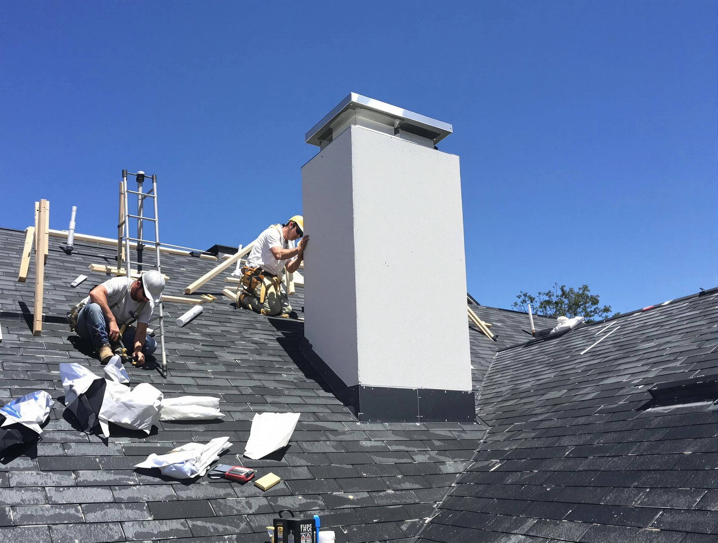 Centennial Chimney Sweep crew installing a new chimney in Centennial, CO