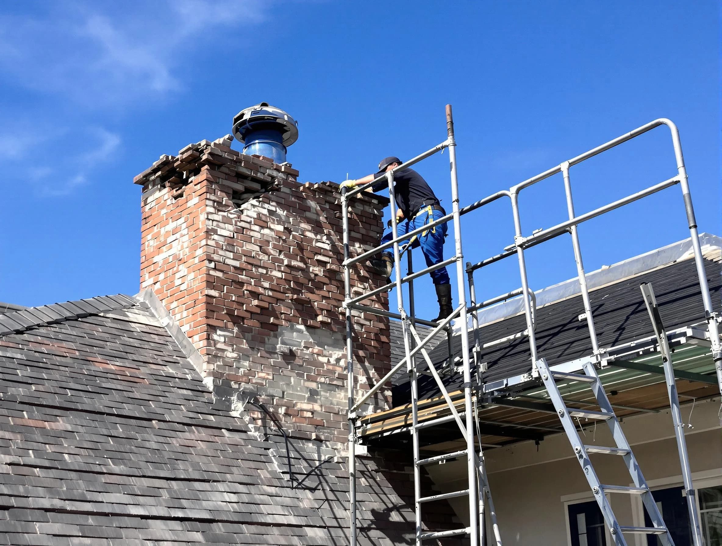 Rebuilding a chimney structure by Centennial Chimney Sweep in Centennial, CO