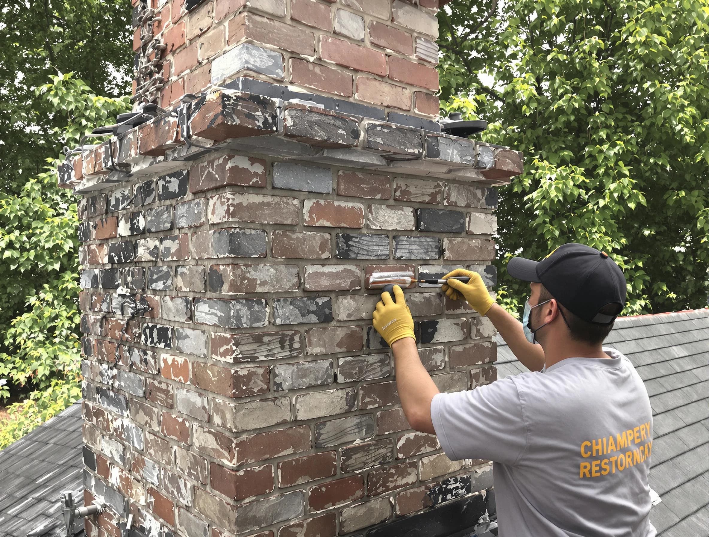In-progress chimney restoration by Centennial Chimney Sweep in Centennial, CO