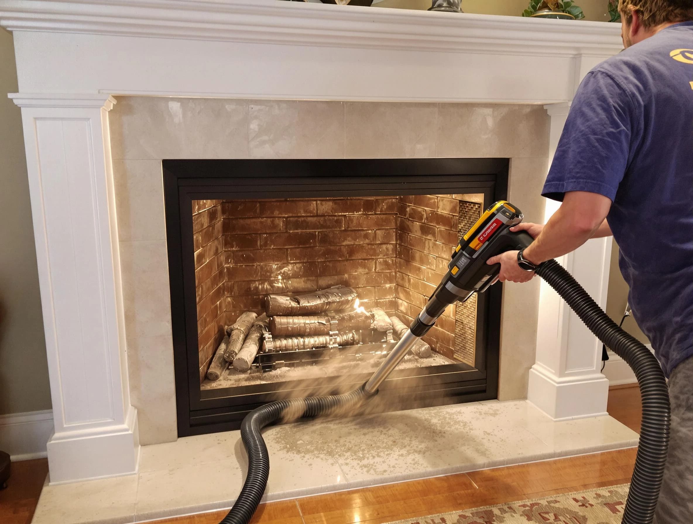 Fireplace cleaning performed by Centennial Chimney Sweep in Centennial, CO
