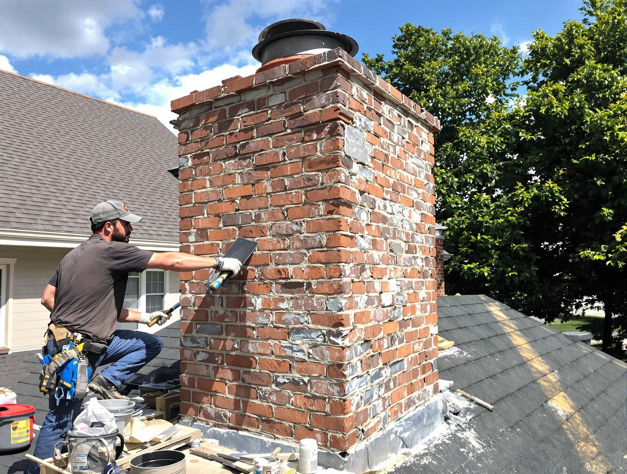 Completed chimney rebuild by Centennial Chimney Sweep in Centennial, CO